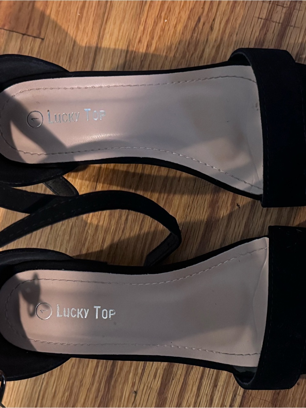 Lucky Girl’s Black Open-Toe Block Heel Sandals